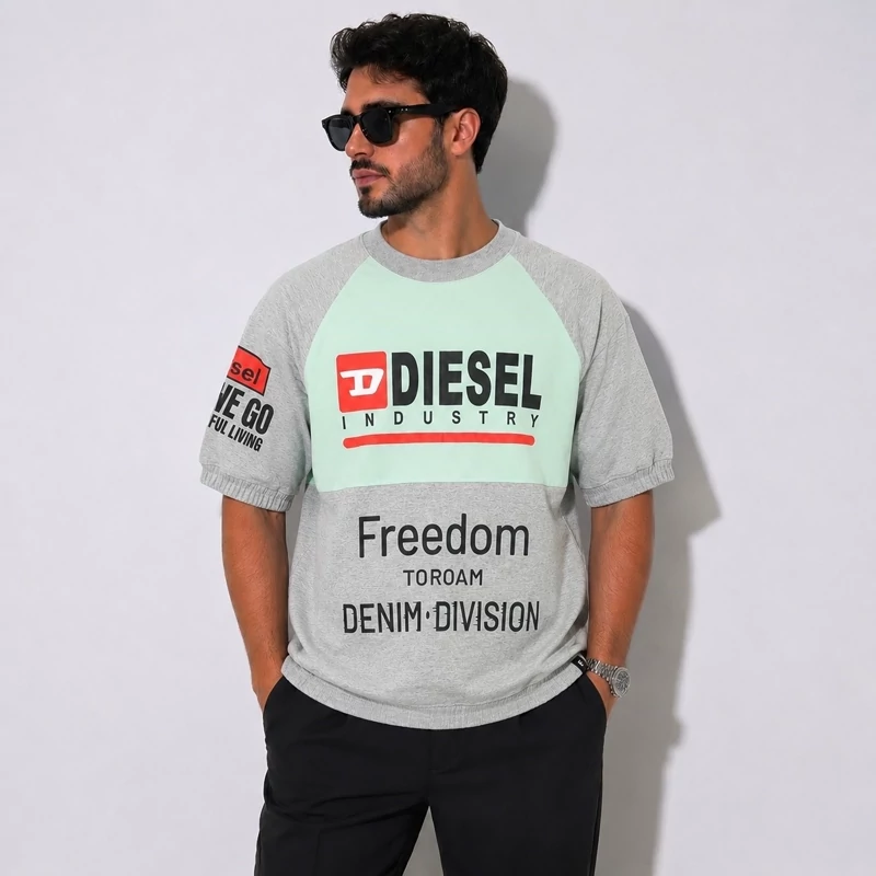 تیشرت آستین کوتاه طوسیDIESEL INDUSTRY