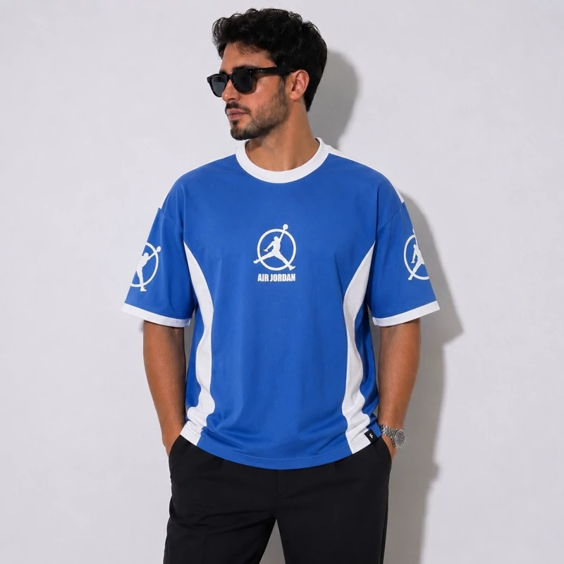 تیشرت آستین کوتاه آبی AIR JORDAN