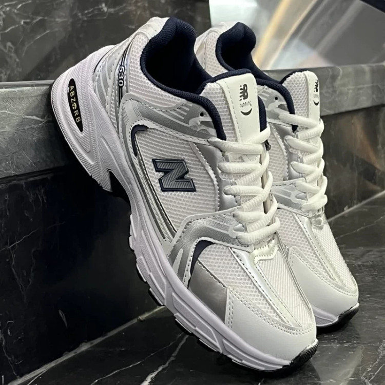کفش کتانی زنانه و مردانه نیوبالانس 530 سفید سرمه ای NEW BALANCE 530