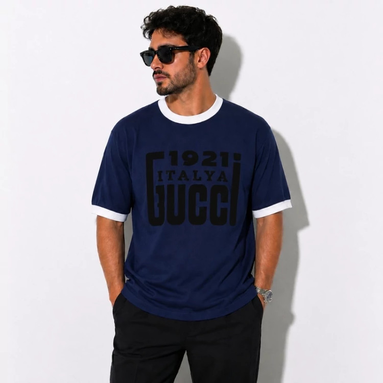 تیشرت مردانه سرمه ای 1921 ITALYA GUCCI