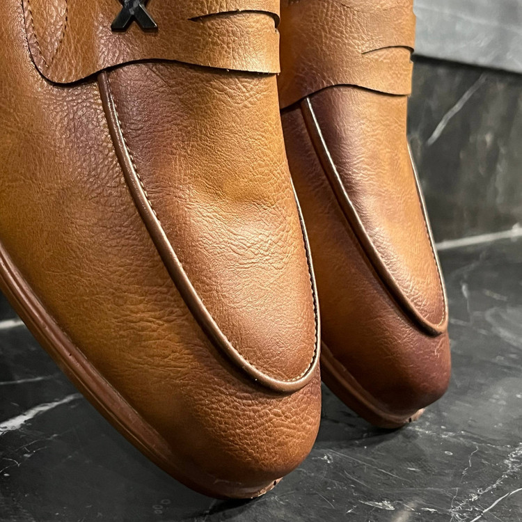 کفش کالج مردانه چرم مدل Penny Loafer قهوه ای عسلی