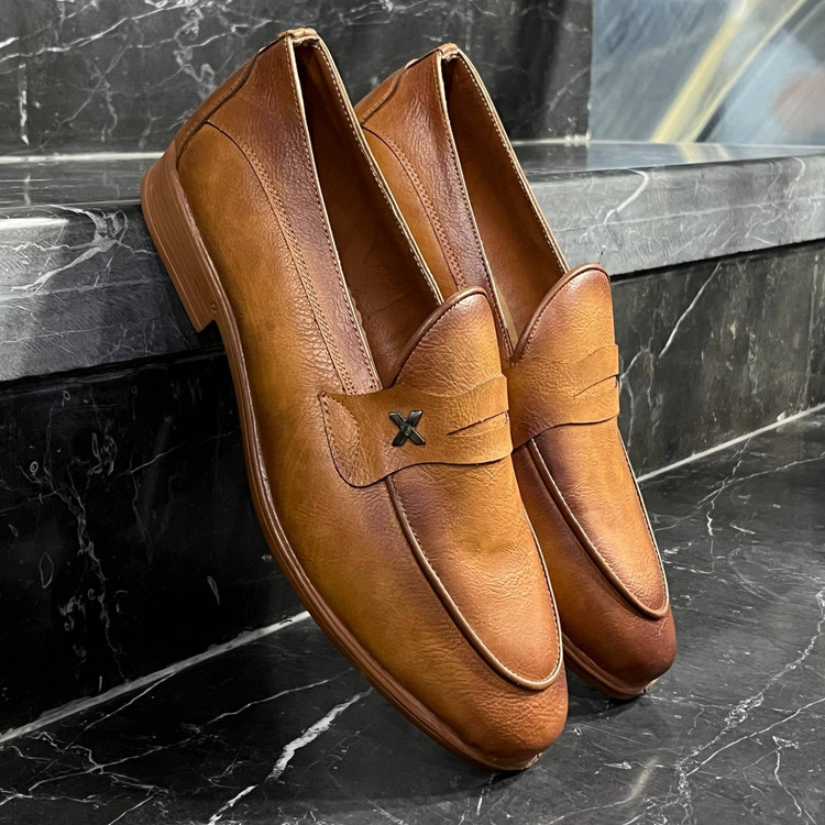 کفش کالج مردانه چرم مدل Penny Loafer قهوه ای عسلی