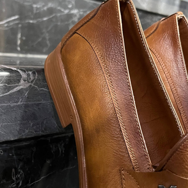 کفش کالج مردانه چرم مدل Penny Loafer قهوه ای عسلی