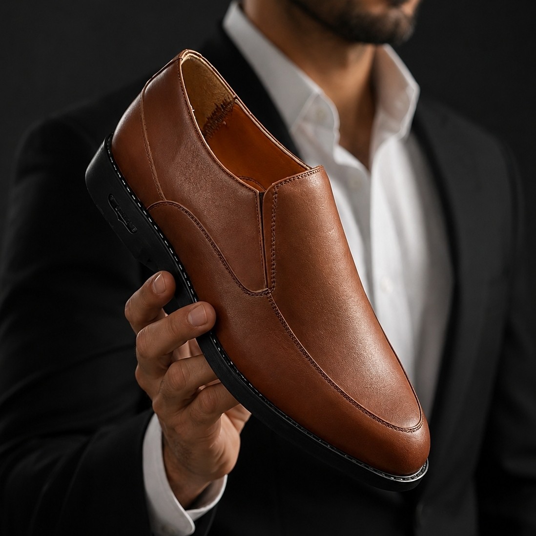کفش راحتی مردانه چرم مدل Slip-On کلاسیک قهوه ای
