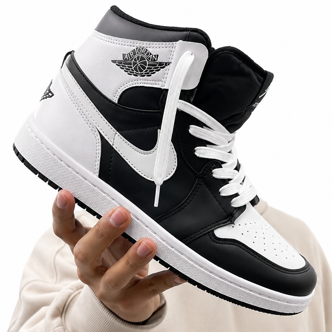 کفش کتانی مردانه نایک جردن 1 ساقدار مشکی سفید Nike Jordan 1