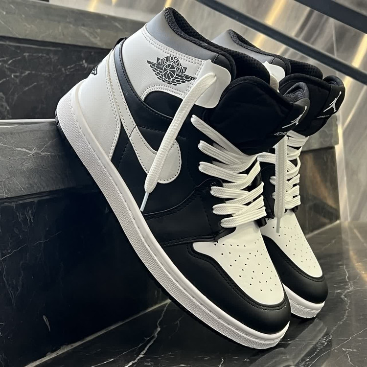 کفش کتانی مردانه نایک جردن 1 ساقدار مشکی سفید Nike Jordan 1