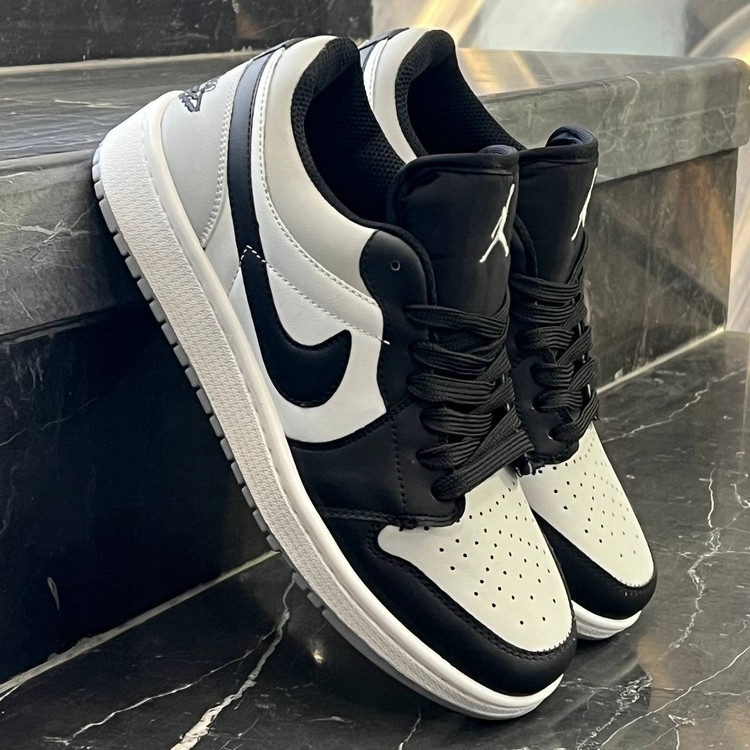 کفش کتانی مردانه نایک جردن 1 مشکی سفید طوسی Nike Jordan 1