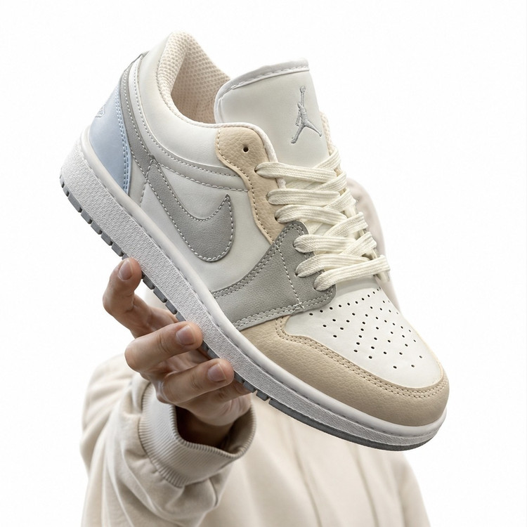کفش کتانی مردانه نایک جردن 1 طوسی کرم Nike Jordan 1
