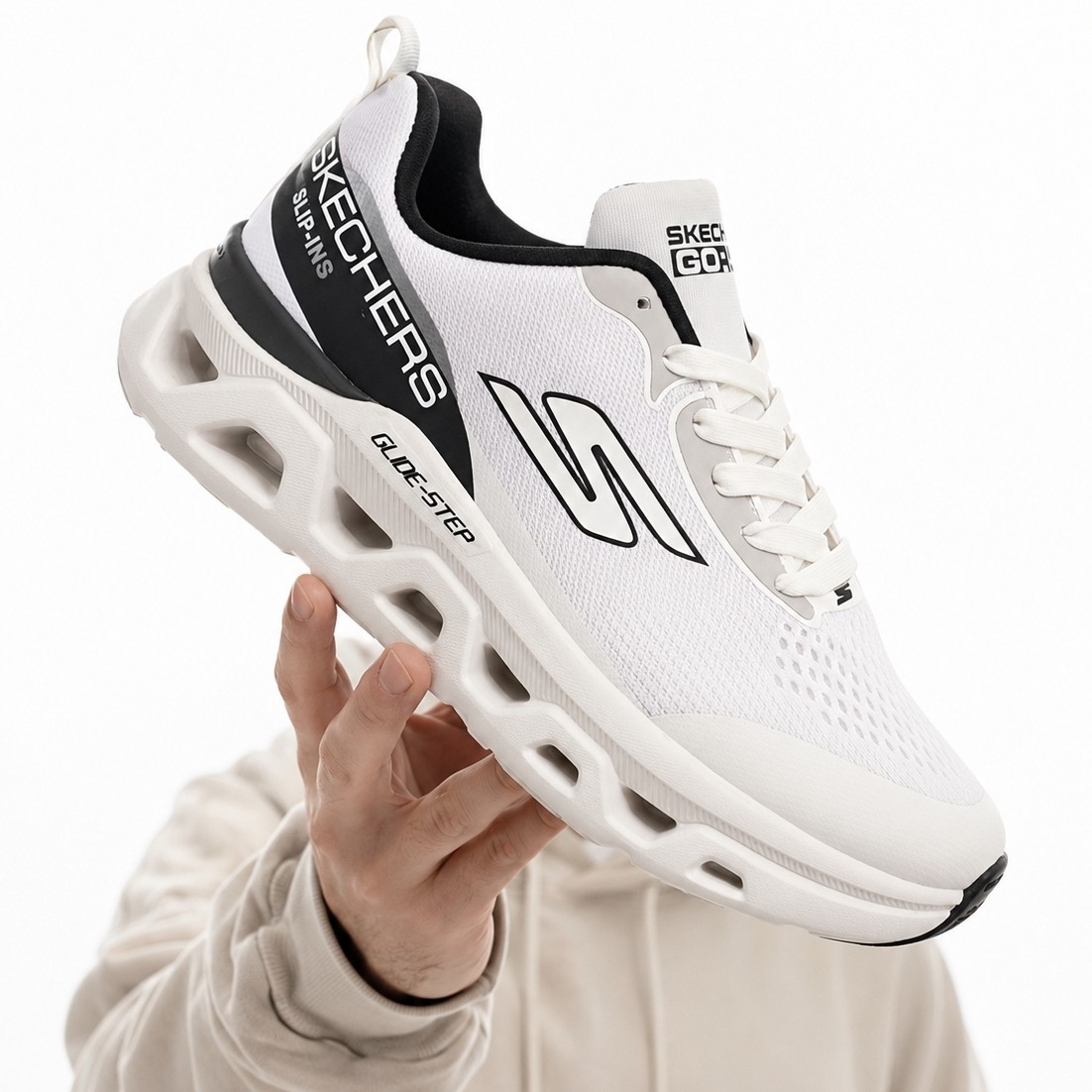 کفش کتانی مردانه اسکیچرز سفید مشکی SKECHERS