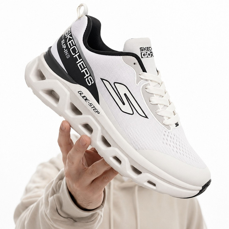 کفش کتانی مردانه اسکیچرز سفید مشکی SKECHERS