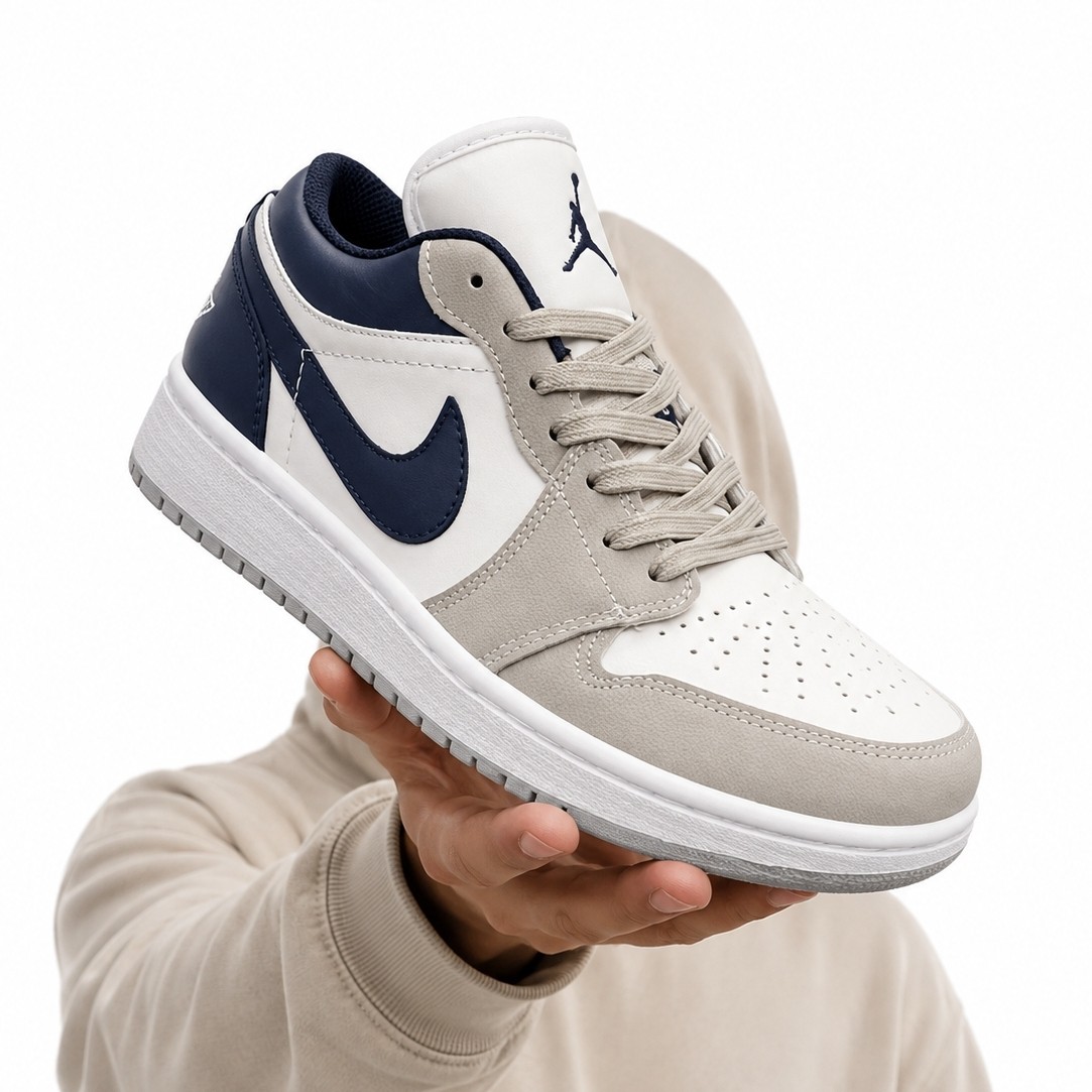 کفش کتانی مردانه نایک جردن 1 طوسی سرمه ای Nike Jordan 1