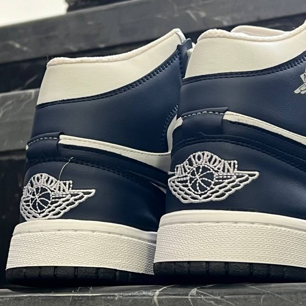 کفش کتانی مردانه نایک جردن 1 ساقدار طوسی آبی Nike Jordan 1
