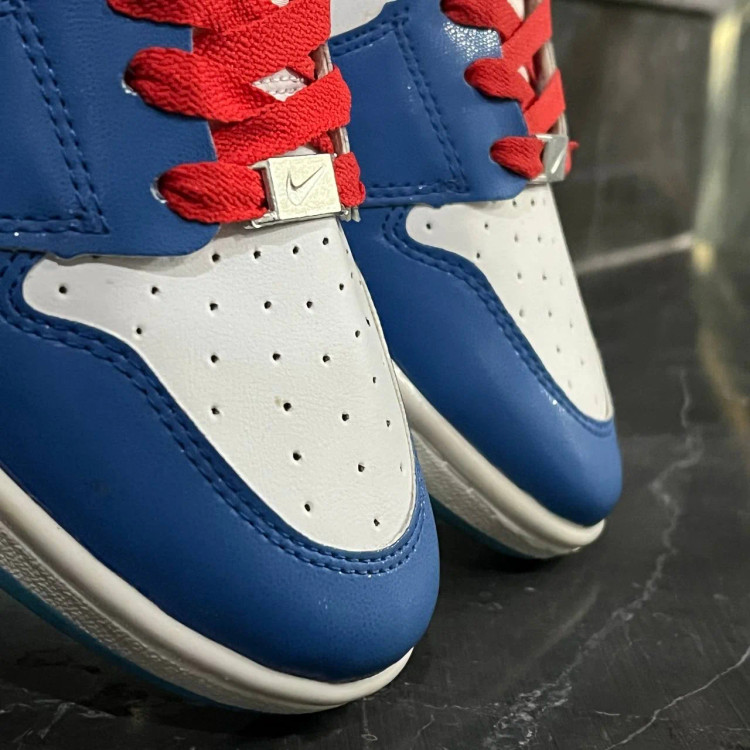 کفش کتانی مردانه نایک جردن 1 سفید آبی نایک قرمز حراجی Nike Jordan 1